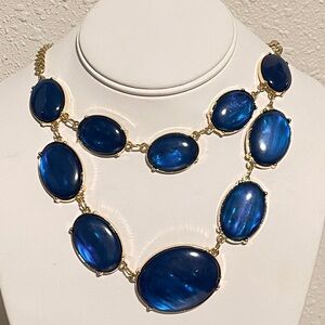 Statement Necklace Bold Blue Cabochon Mixit — Gold Tone